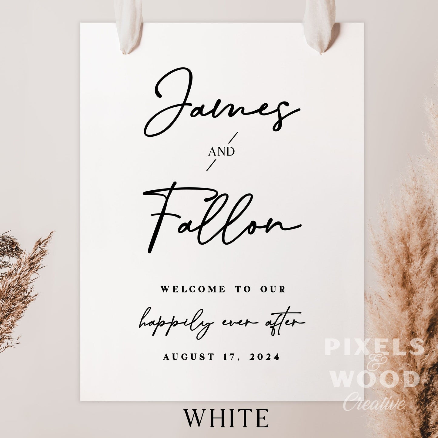 UV Printed Hanging Foam Board Wedding Sign 24x36 (with or without) Copper Stand