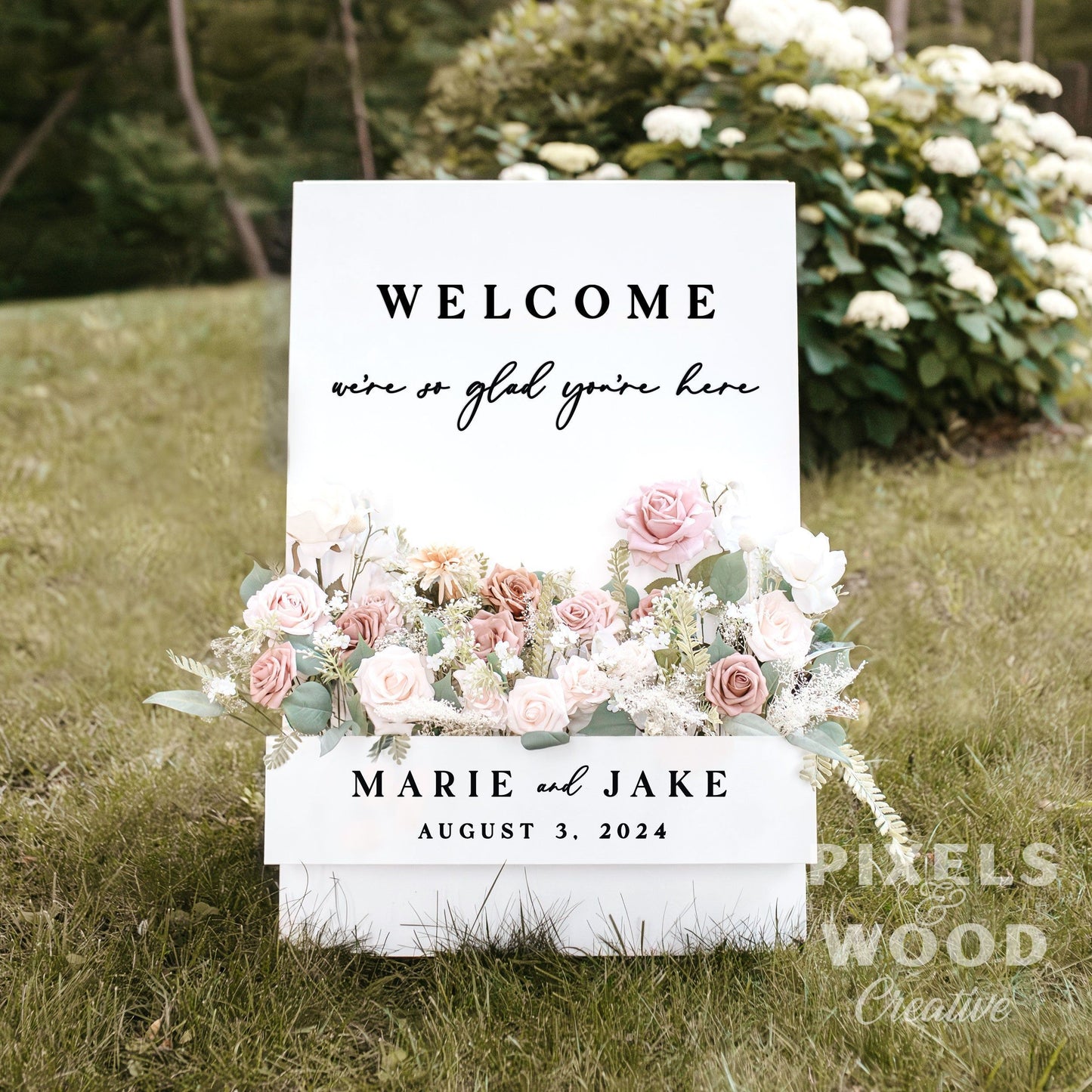 A-Frame Flower Box Wedding Welcome Sign