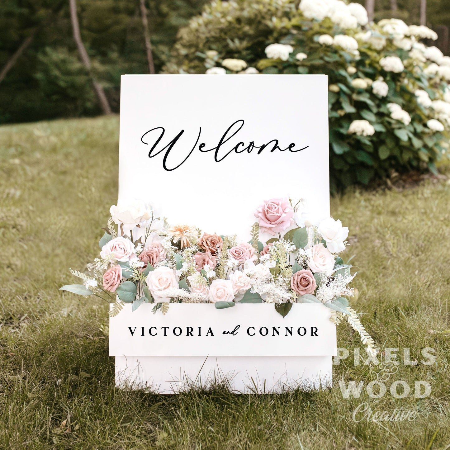 A-Frame Flower Box Wedding Welcome Sign