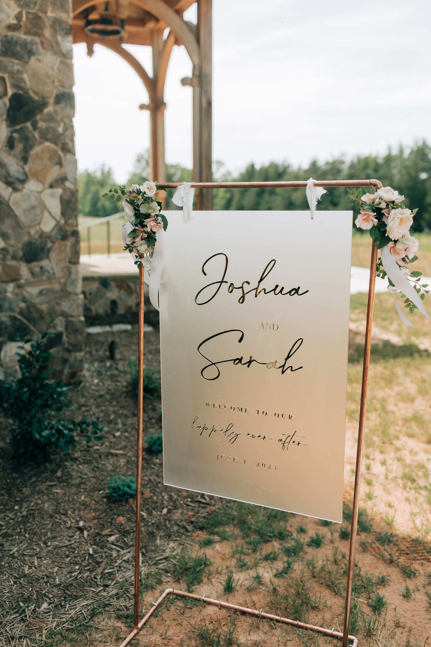 Hanging Acrylic Wedding Sign (with or without) Stand