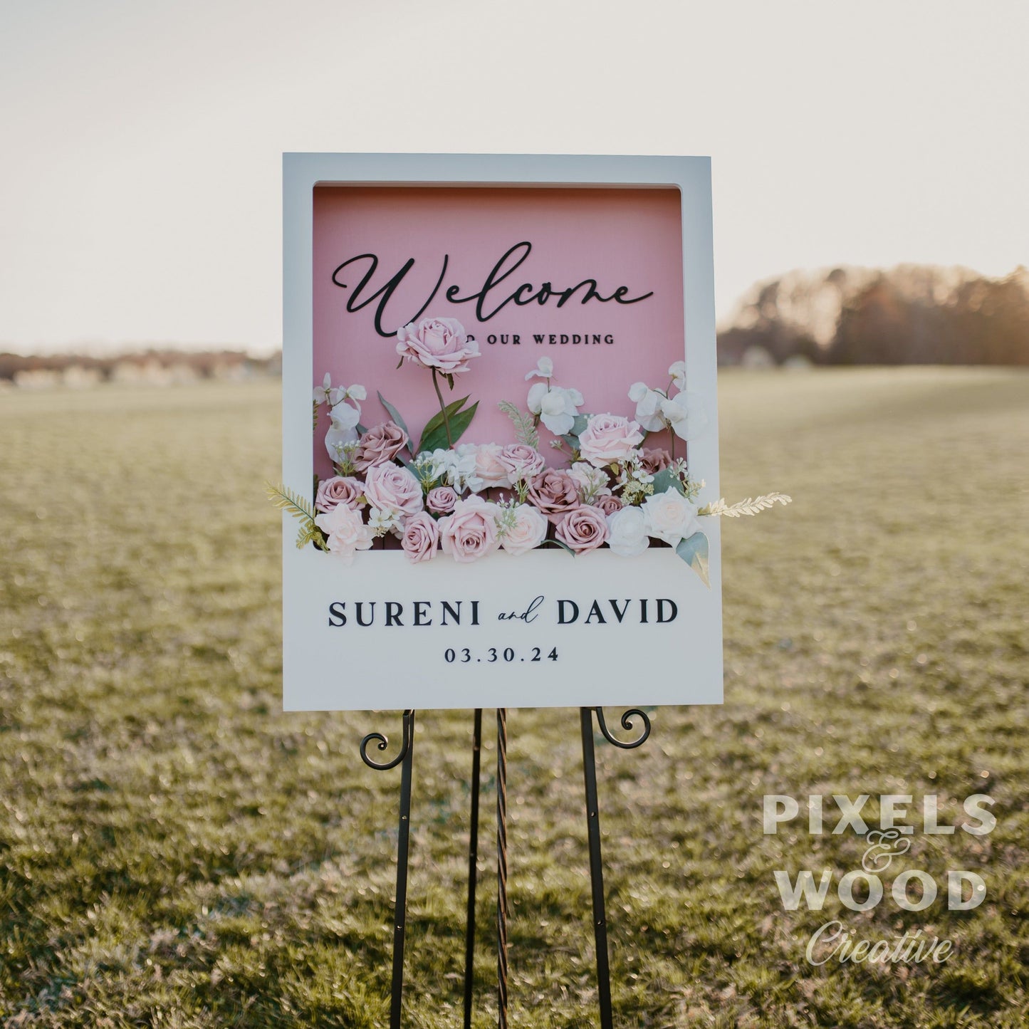 Polaroid Style Flower Box Welcome Sign