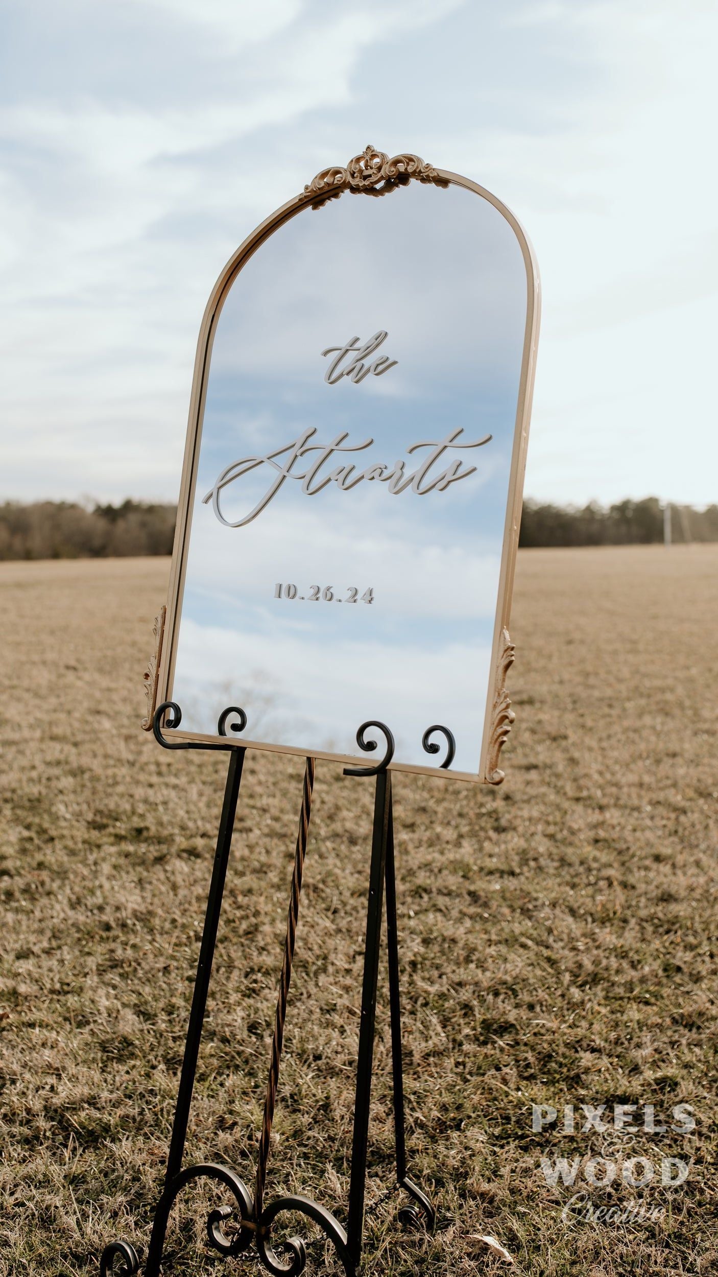 Gold or Black Arch Mirror- Custom 3D Lettering