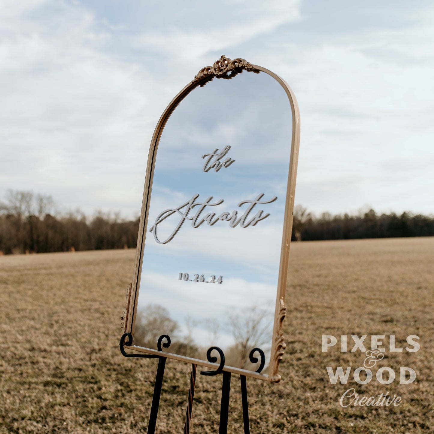 Gold or Black Arch Mirror- Custom 3D Lettering