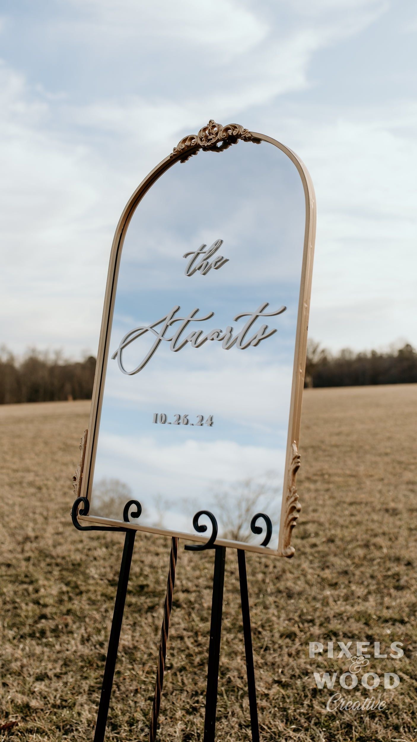 Gold or Black Arch Mirror- Custom 3D Lettering