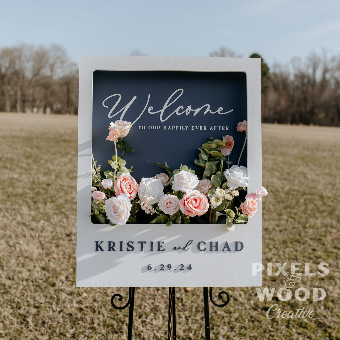 Polaroid Style Flower Box Welcome Sign