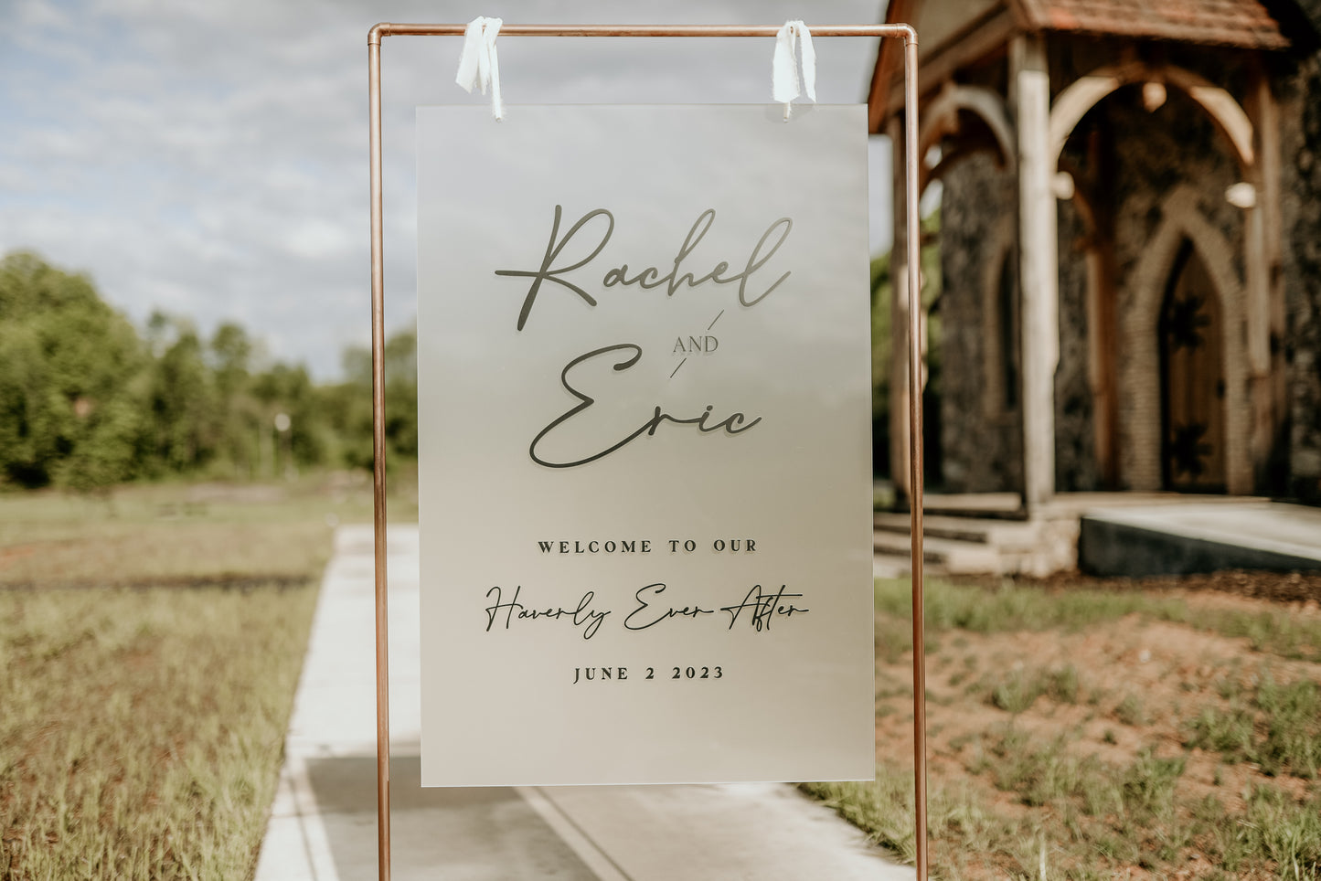 Hanging Acrylic Wedding Sign (with or without) Stand