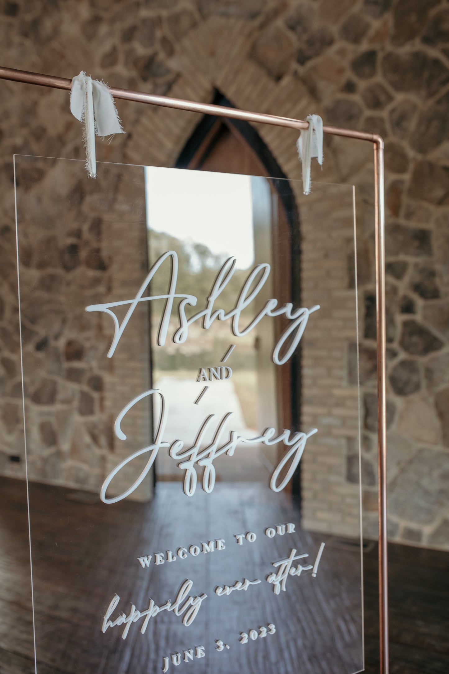 Hanging Acrylic Wedding Sign (with or without) Stand