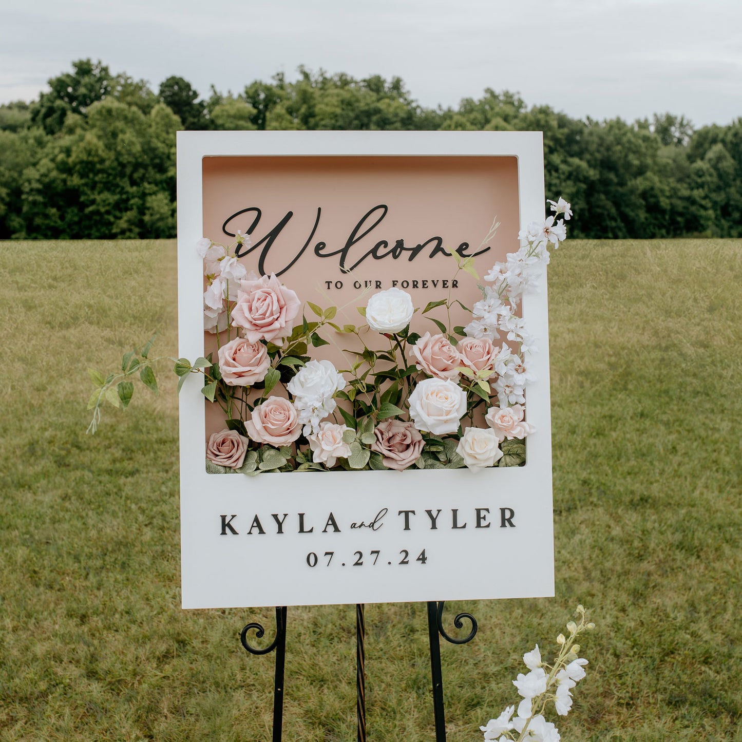 Polaroid Style Flower Box Welcome Sign