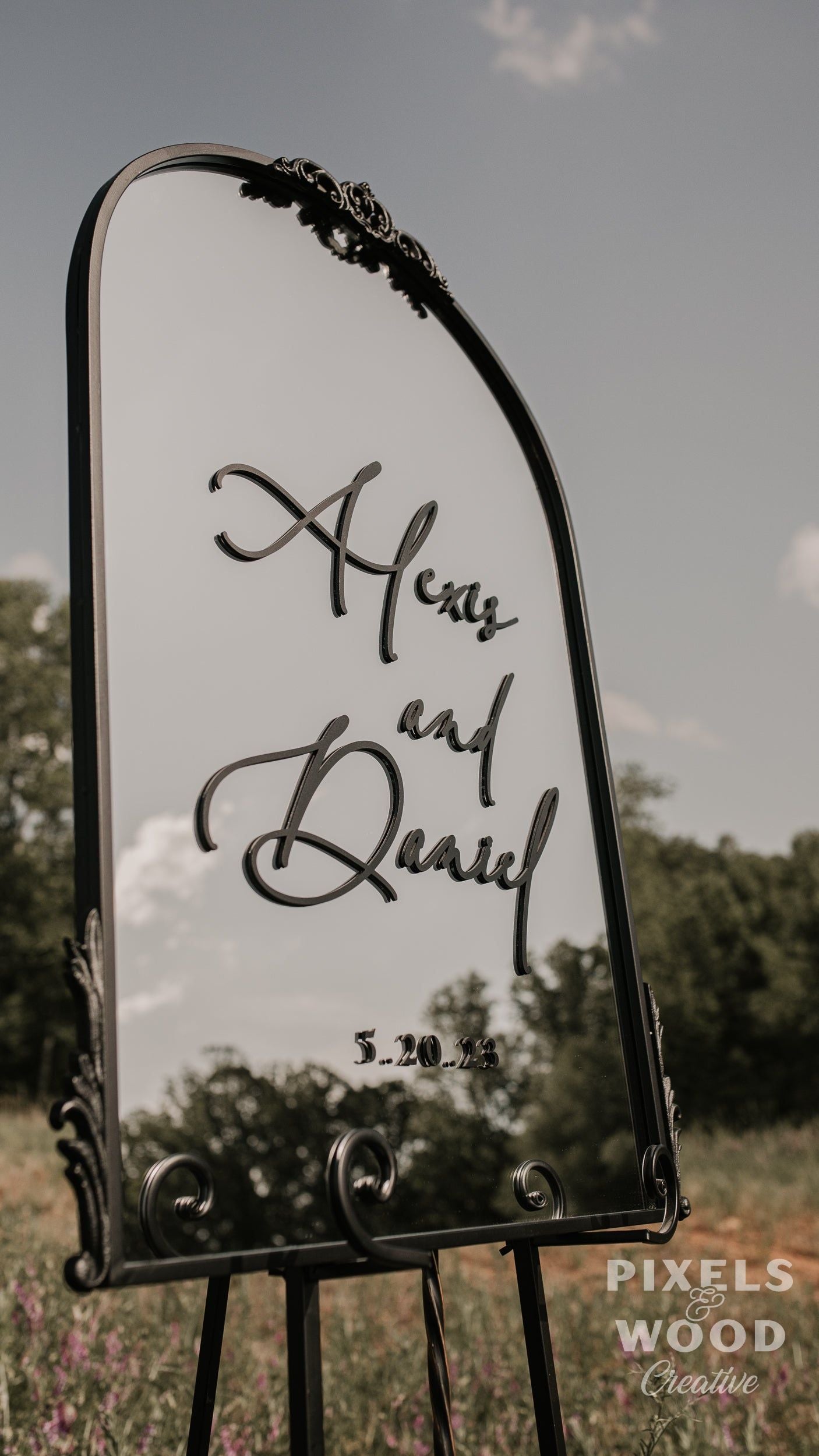 Gold or Black Arch Mirror- Custom 3D Lettering