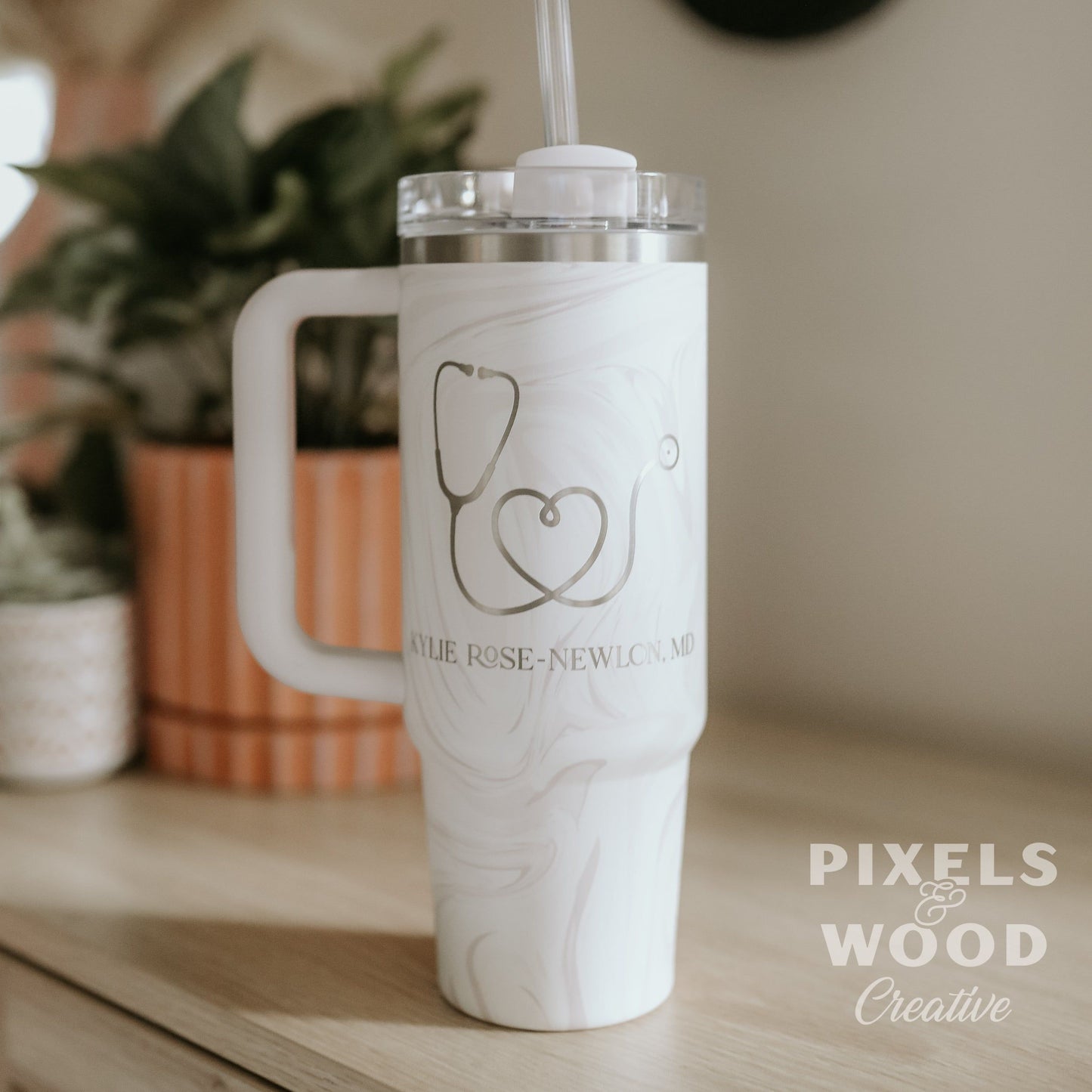 30oz Engraved Stanley Cup Tumbler with Handle