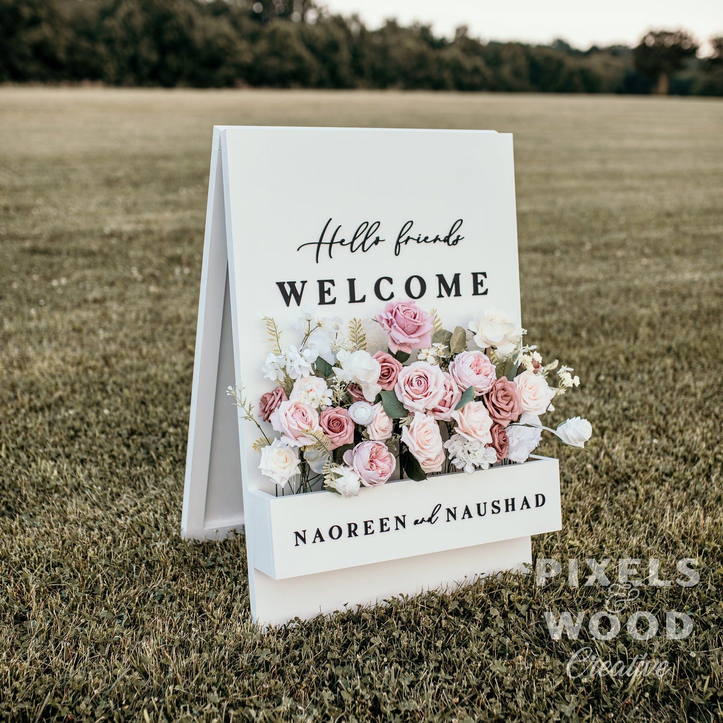 A-Frame Flower Box Wedding Welcome Sign