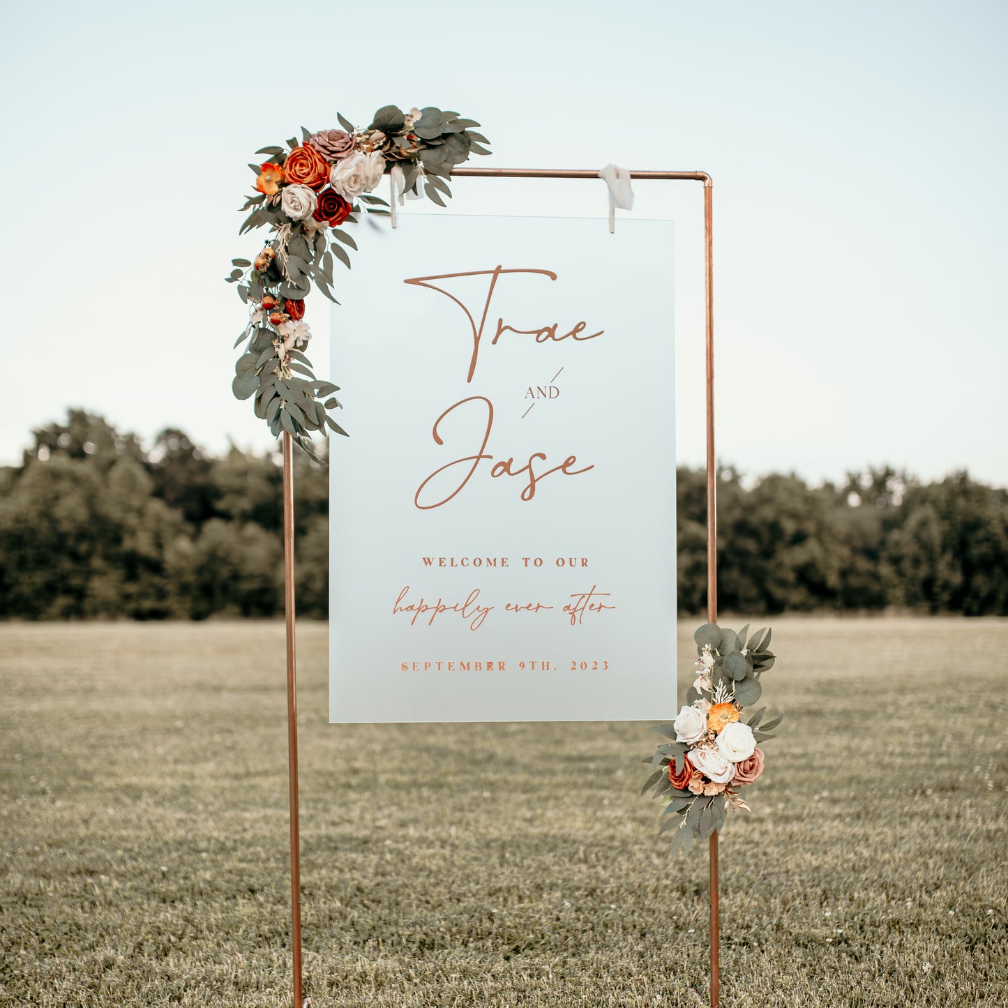 Hanging Acrylic Wedding Sign (with or without) Stand