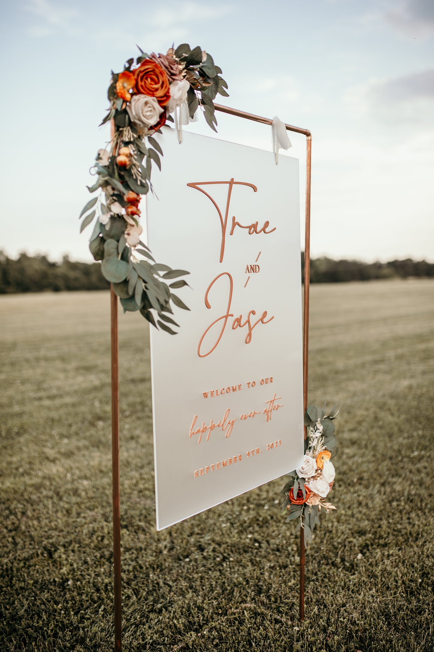 Hanging Acrylic Wedding Sign (with or without) Stand