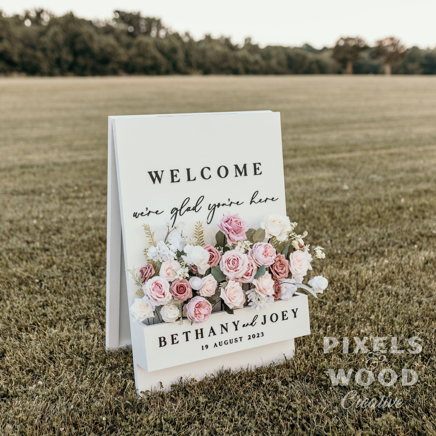 A-Frame Flower Box Wedding Welcome Sign