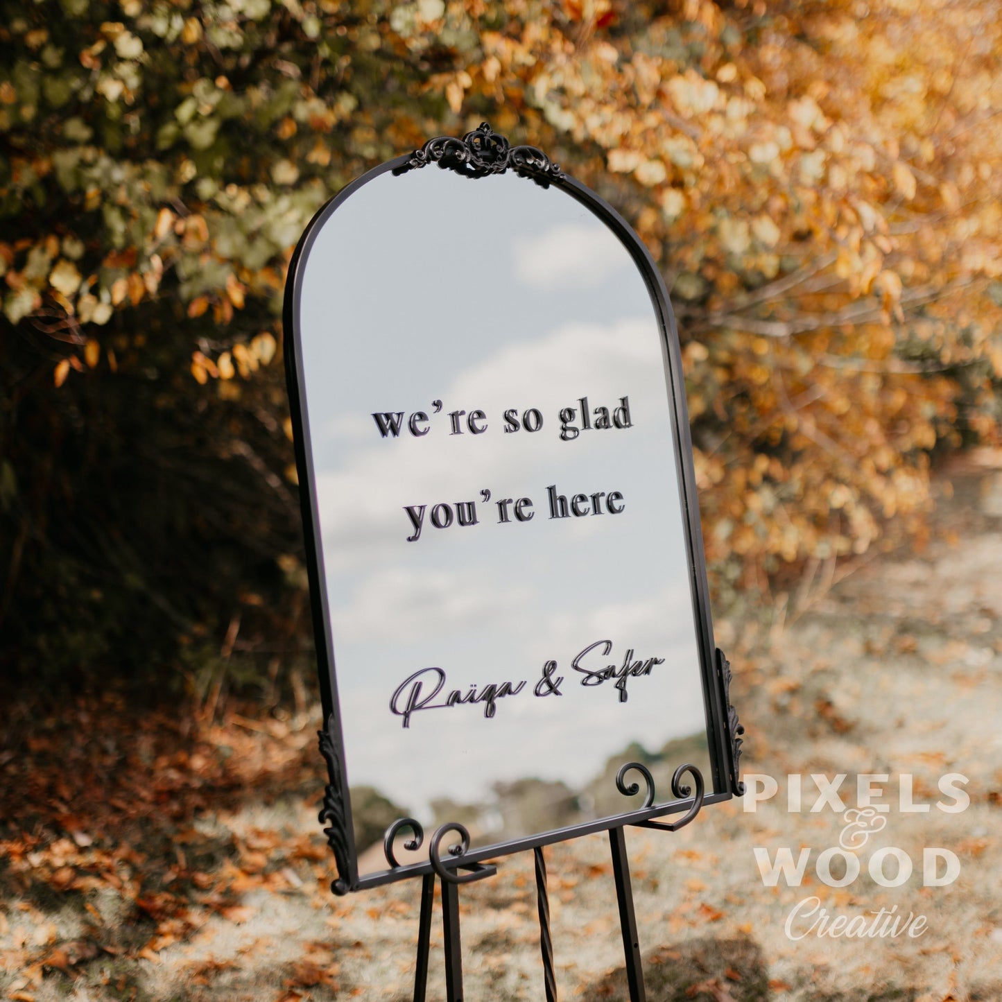 Gold or Black Arch Mirror- Custom 3D Lettering