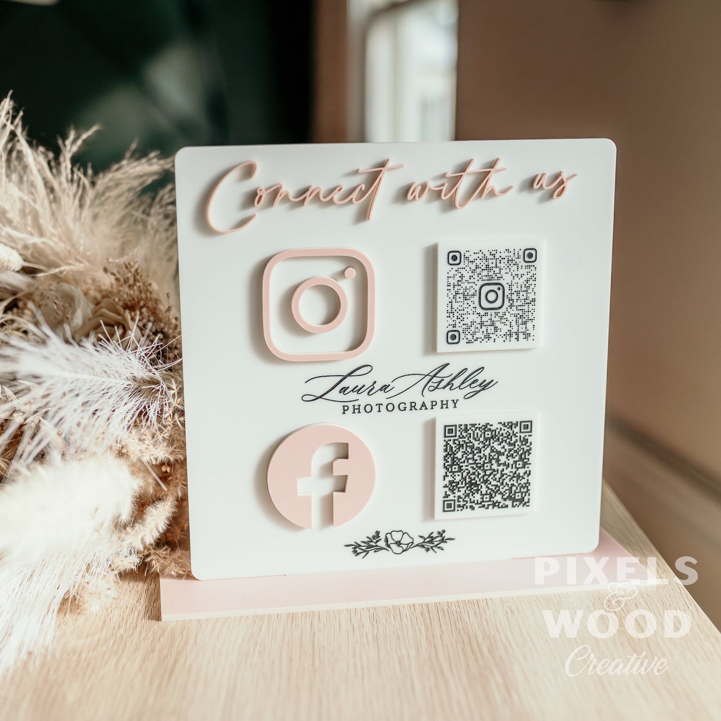 QR Code Business Social Media Sign - Acrylic Square