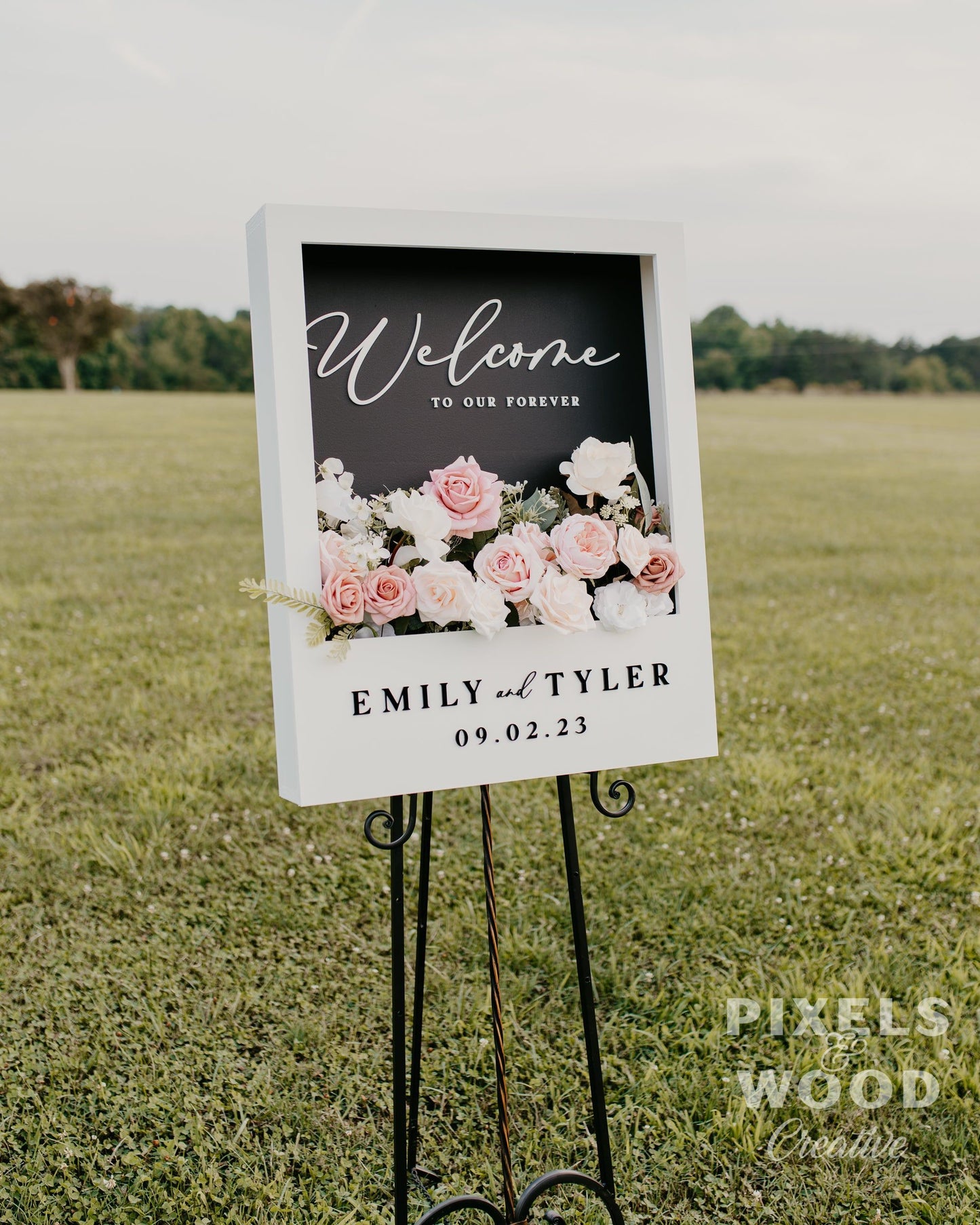 Polaroid Style Flower Box Welcome Sign