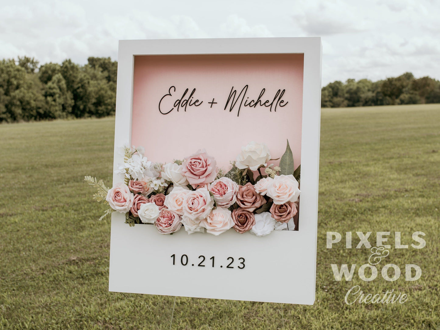 Polaroid Style Flower Box Welcome Sign