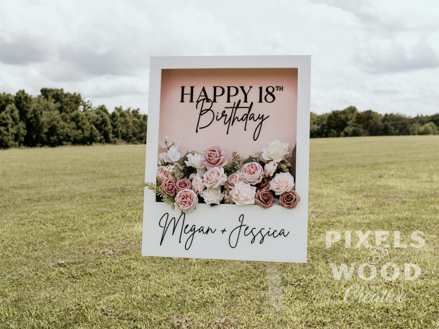 Polaroid Style Flower Box Welcome Sign