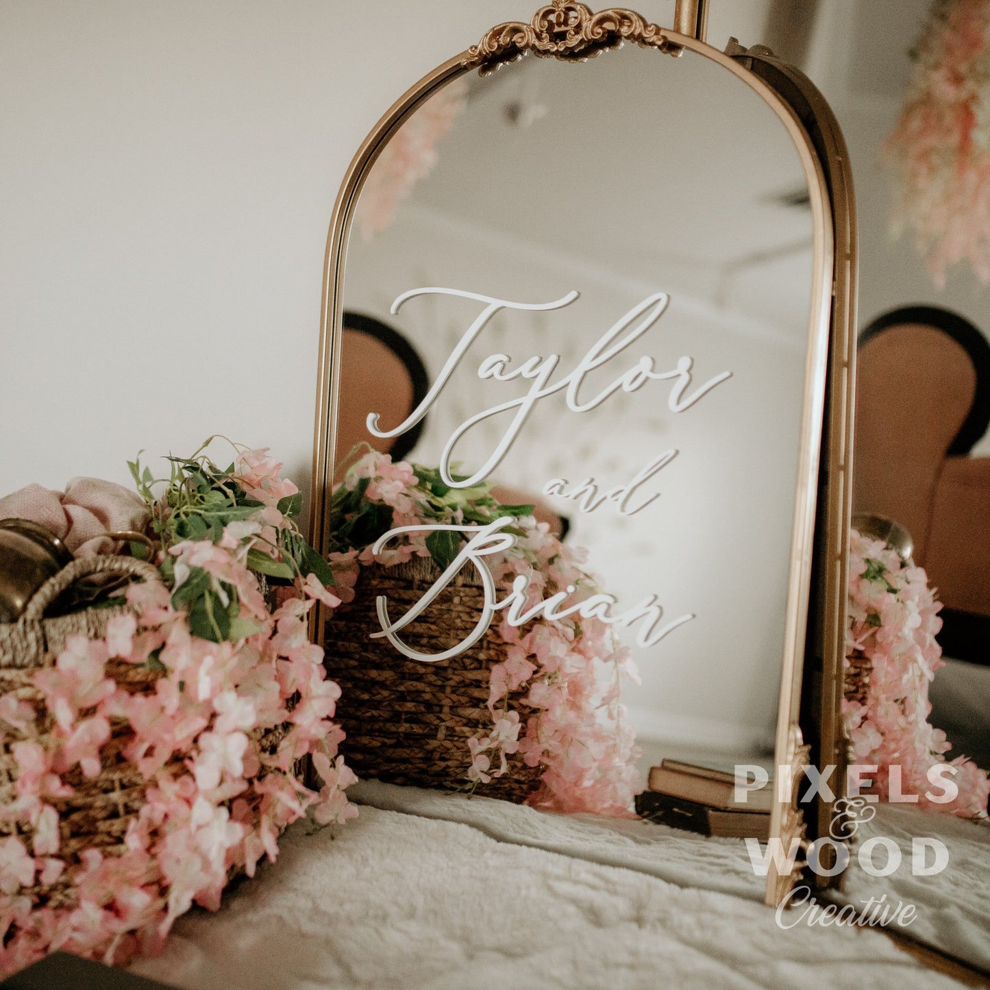 Gold or Black Arch Mirror- Custom 3D Lettering