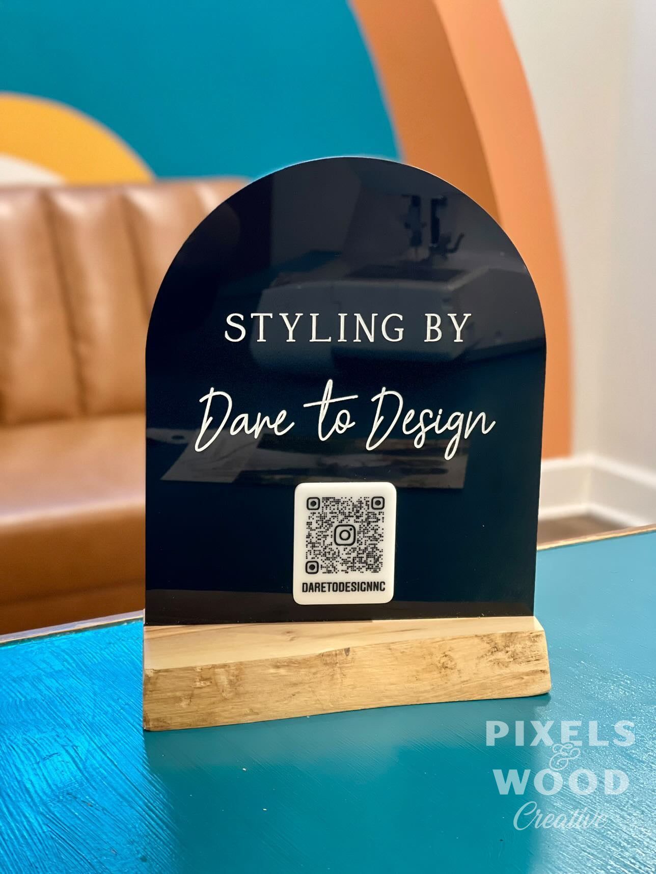 QR Code Business Social Media Sign - Acrylic Arch