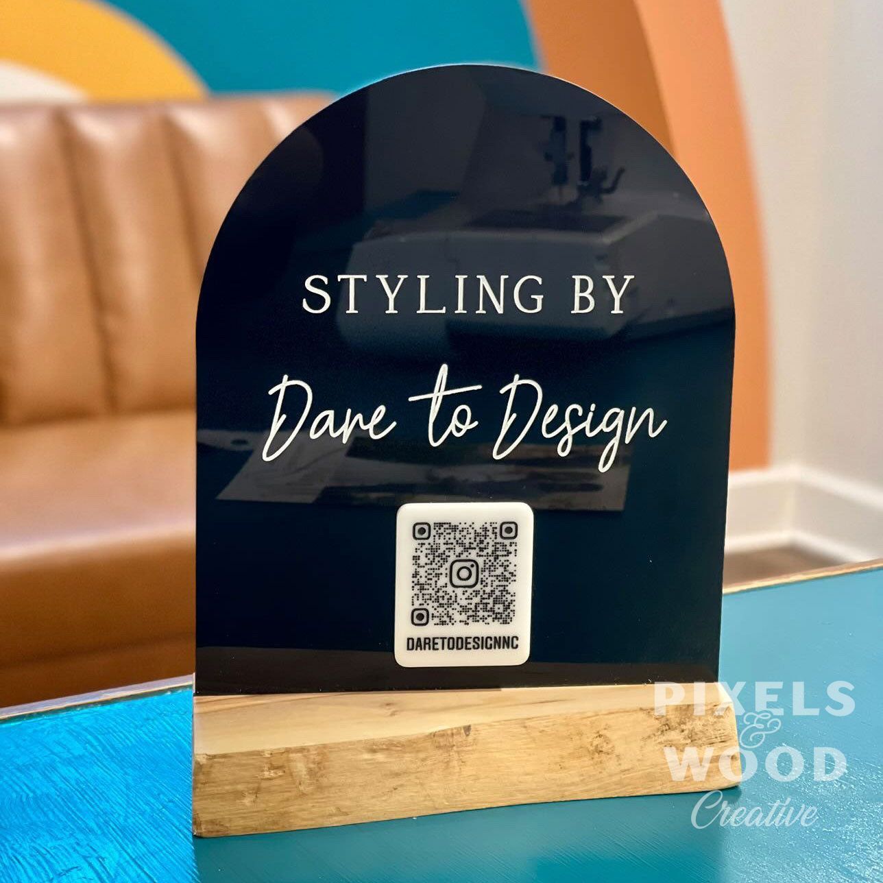 QR Code Business Social Media Sign - Acrylic Arch
