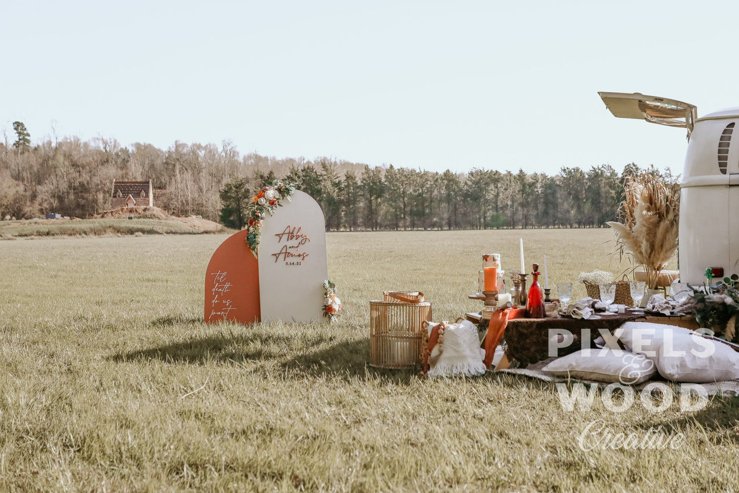 3D Large Wood Arch Set Wedding and Event Signage