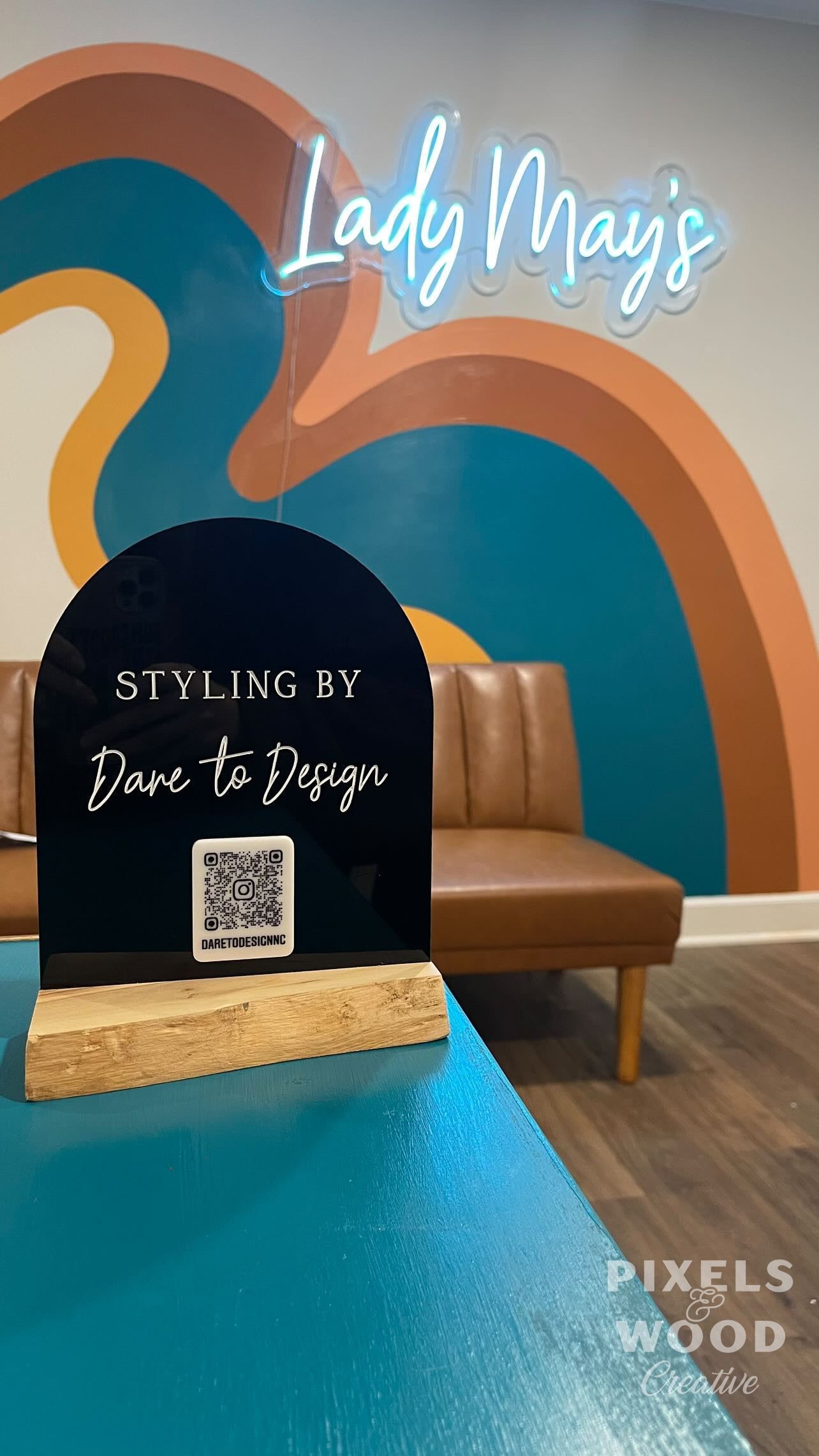 QR Code Business Social Media Sign - Acrylic Arch