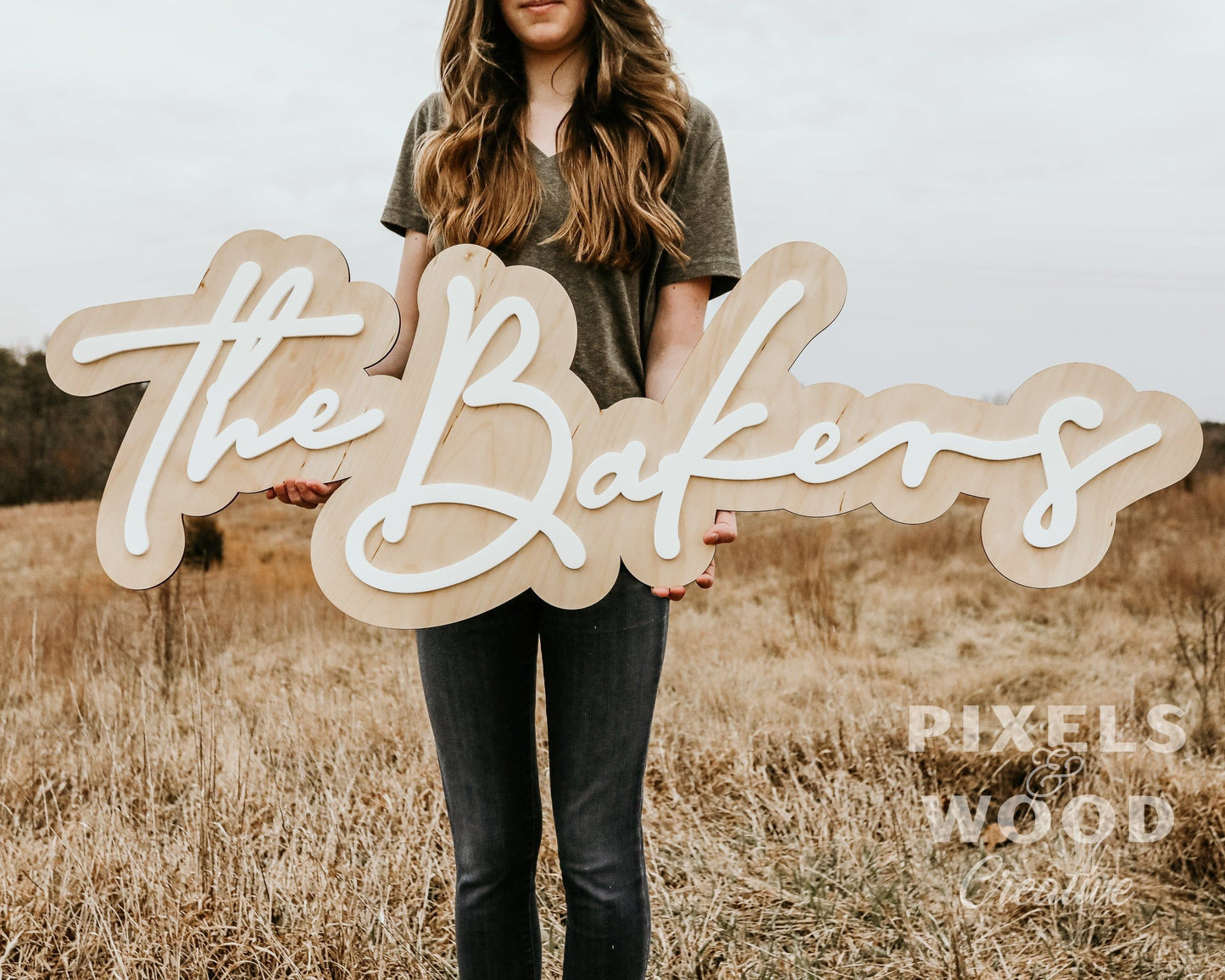 Large Layered Last Name Sign