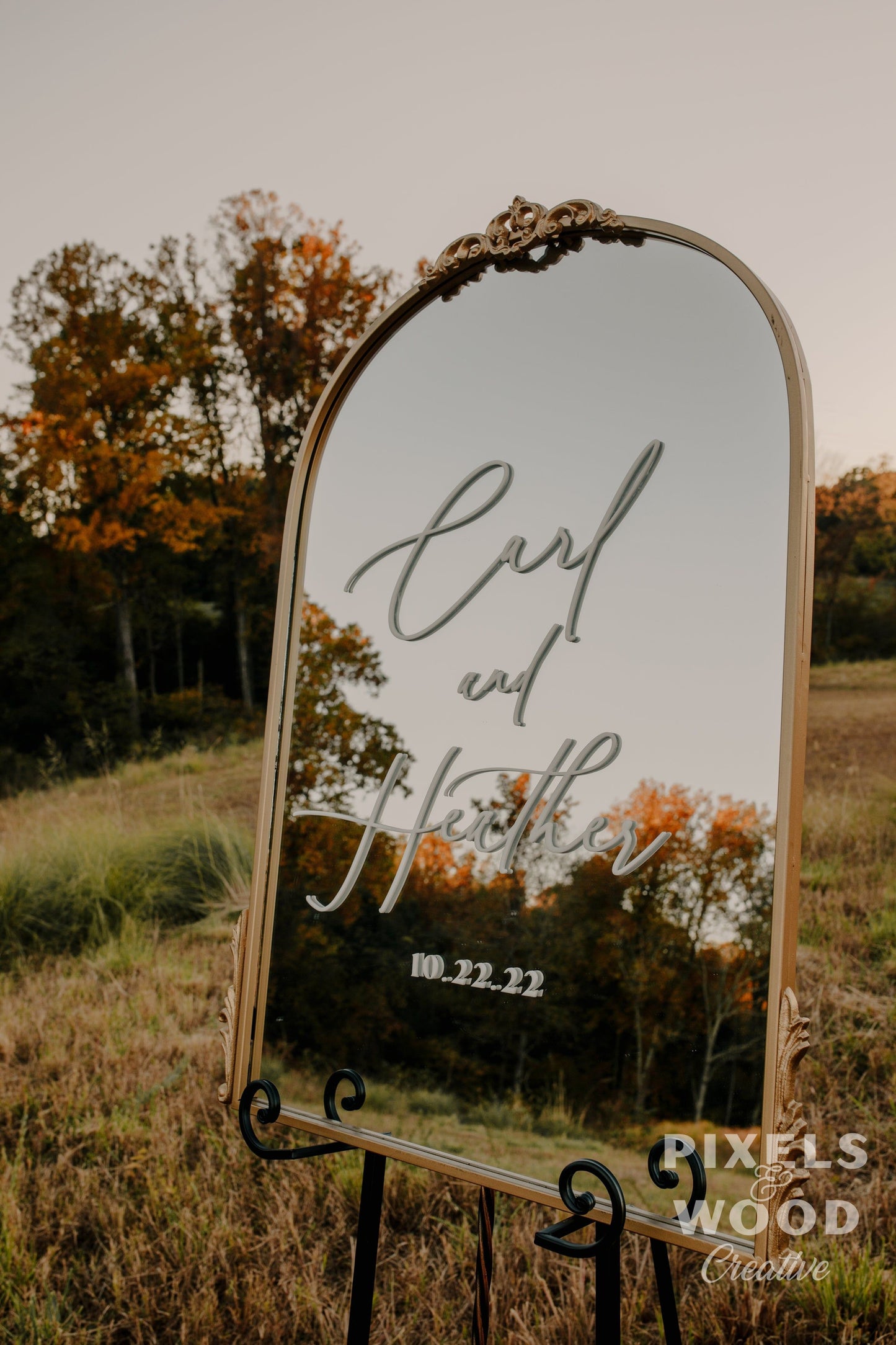 Gold or Black Arch Mirror- Custom 3D Lettering