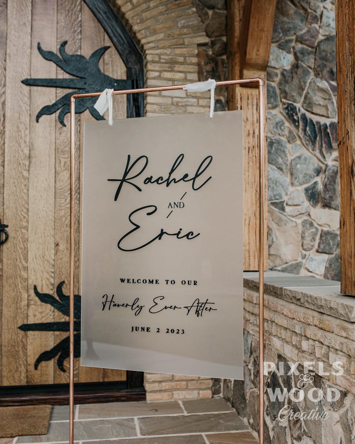 Hanging Acrylic Wedding Sign (with or without) Stand