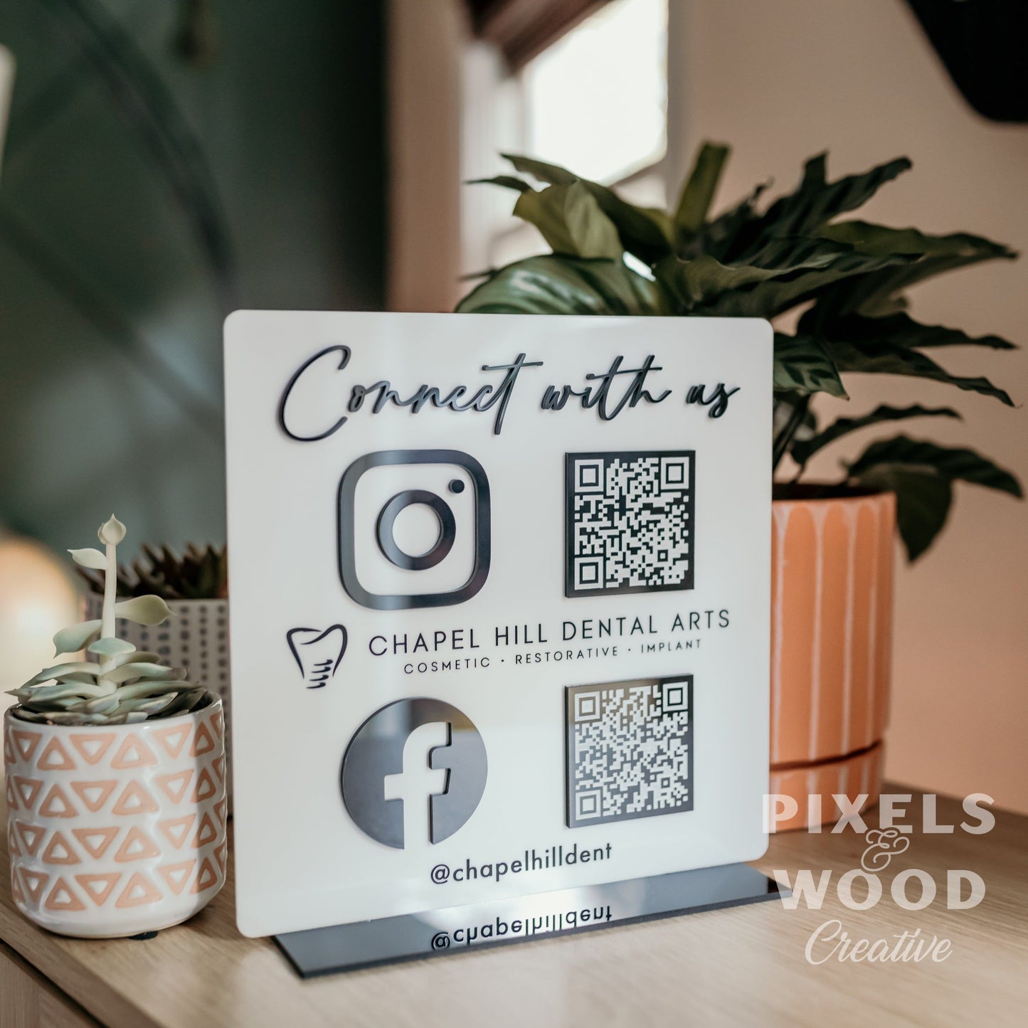 QR Code Business Social Media Sign - Acrylic Square