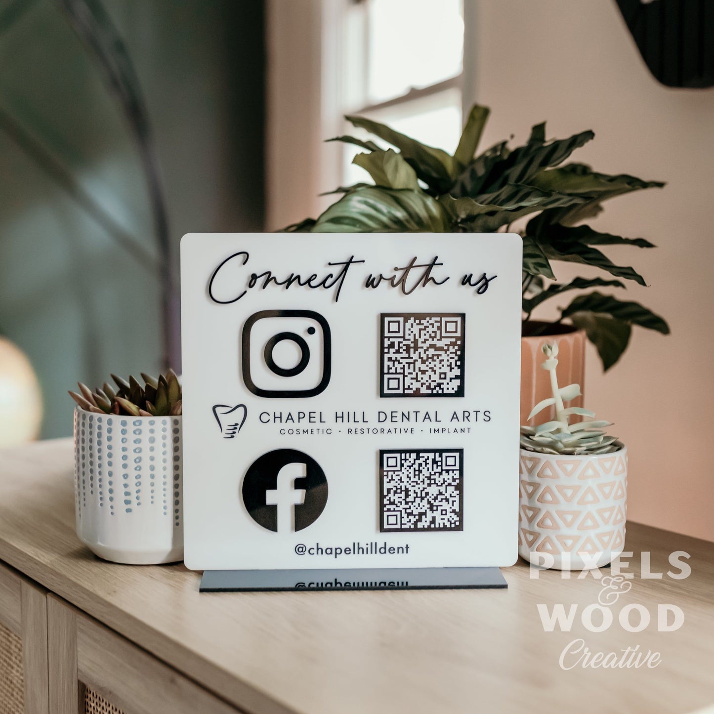 QR Code Business Social Media Sign - Acrylic Square