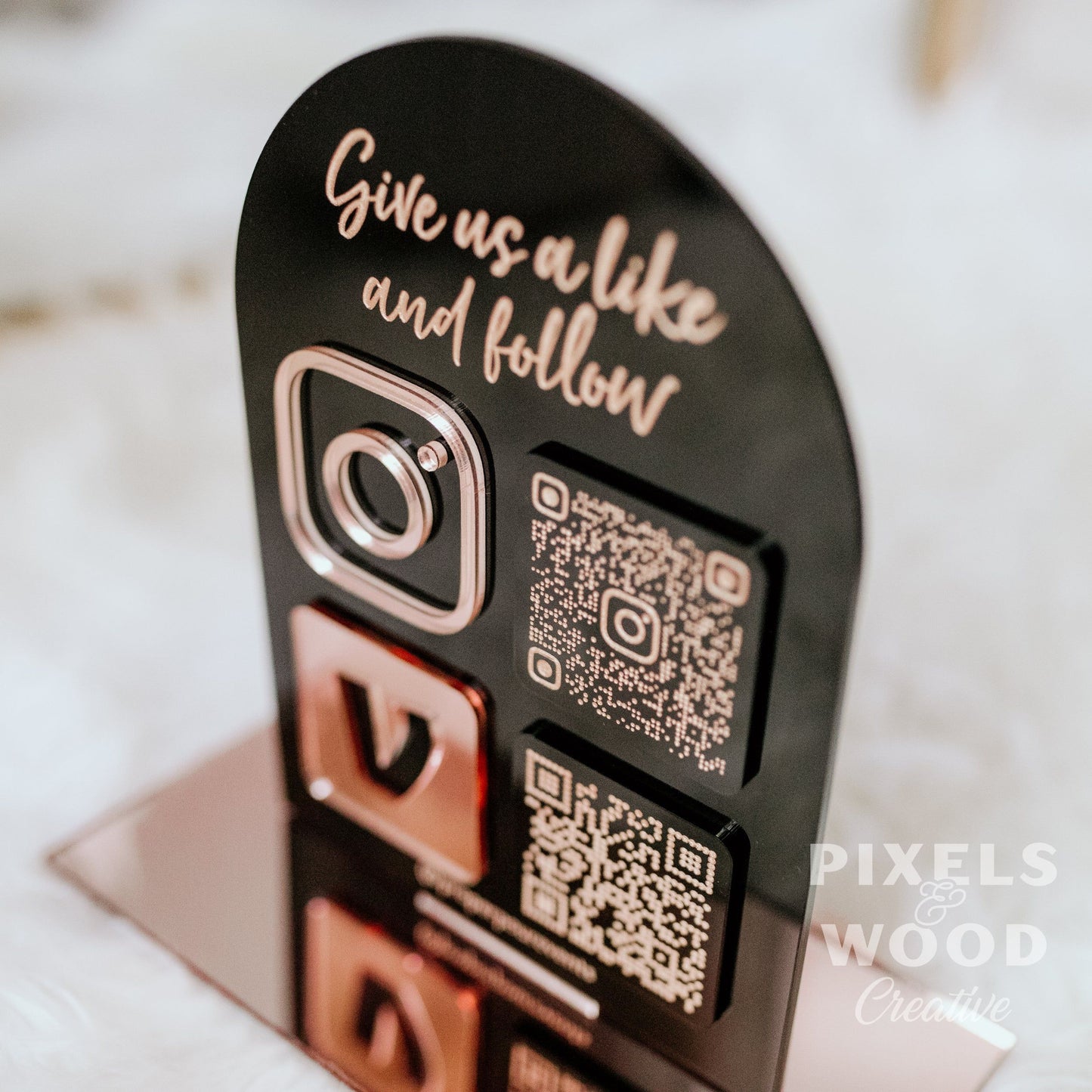 QR Code Business Social Media Sign - Acrylic Arch