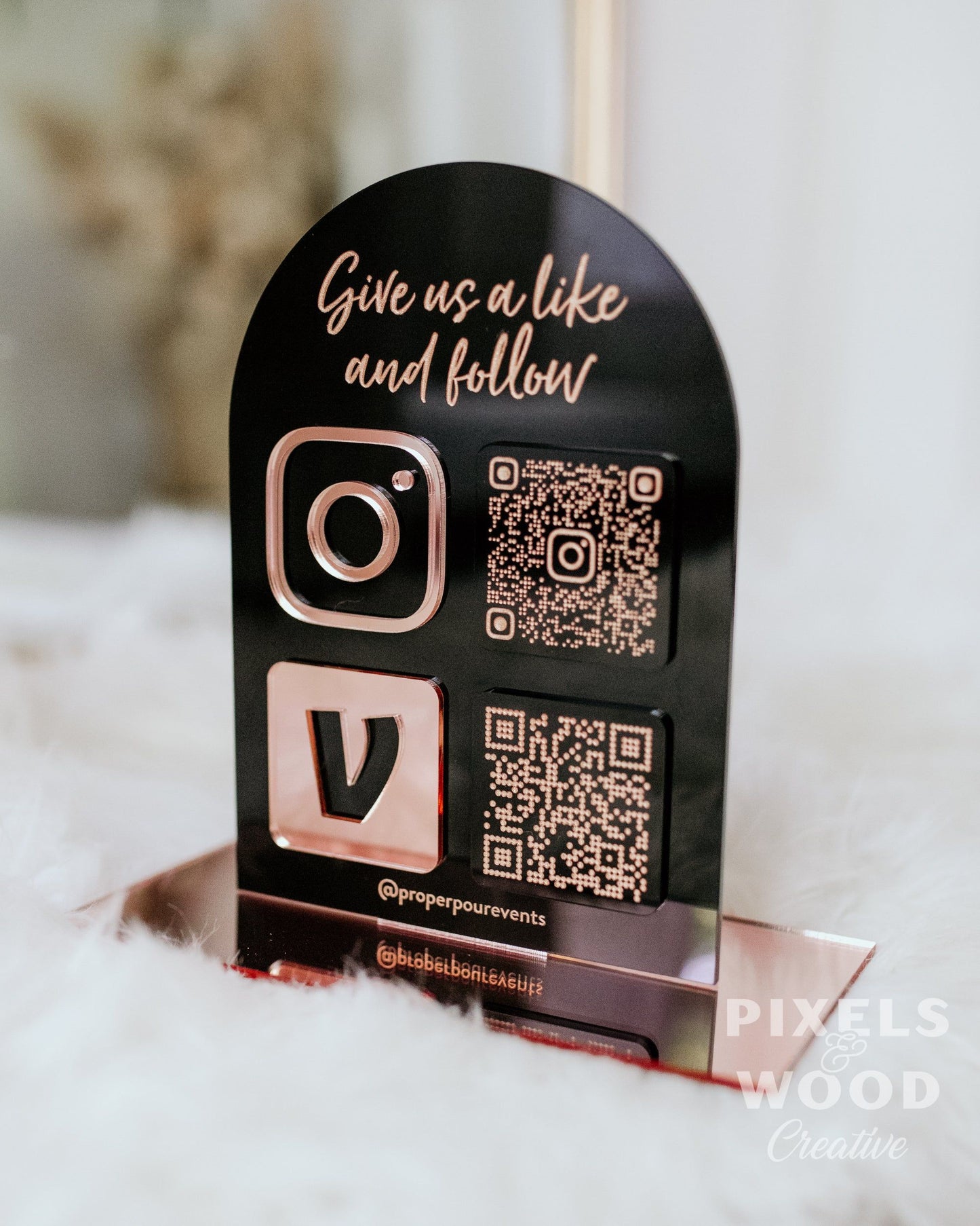 QR Code Business Social Media Sign - Acrylic Arch