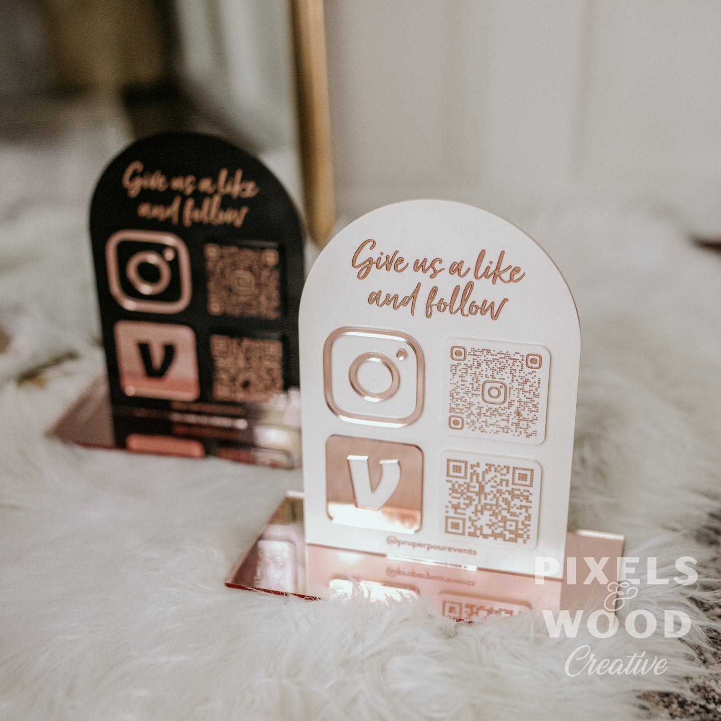 QR Code Business Social Media Sign - Acrylic Arch