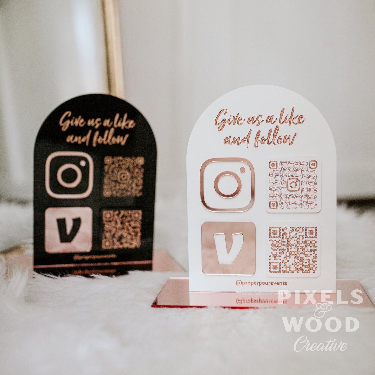 QR Code Business Social Media Sign - Acrylic Arch