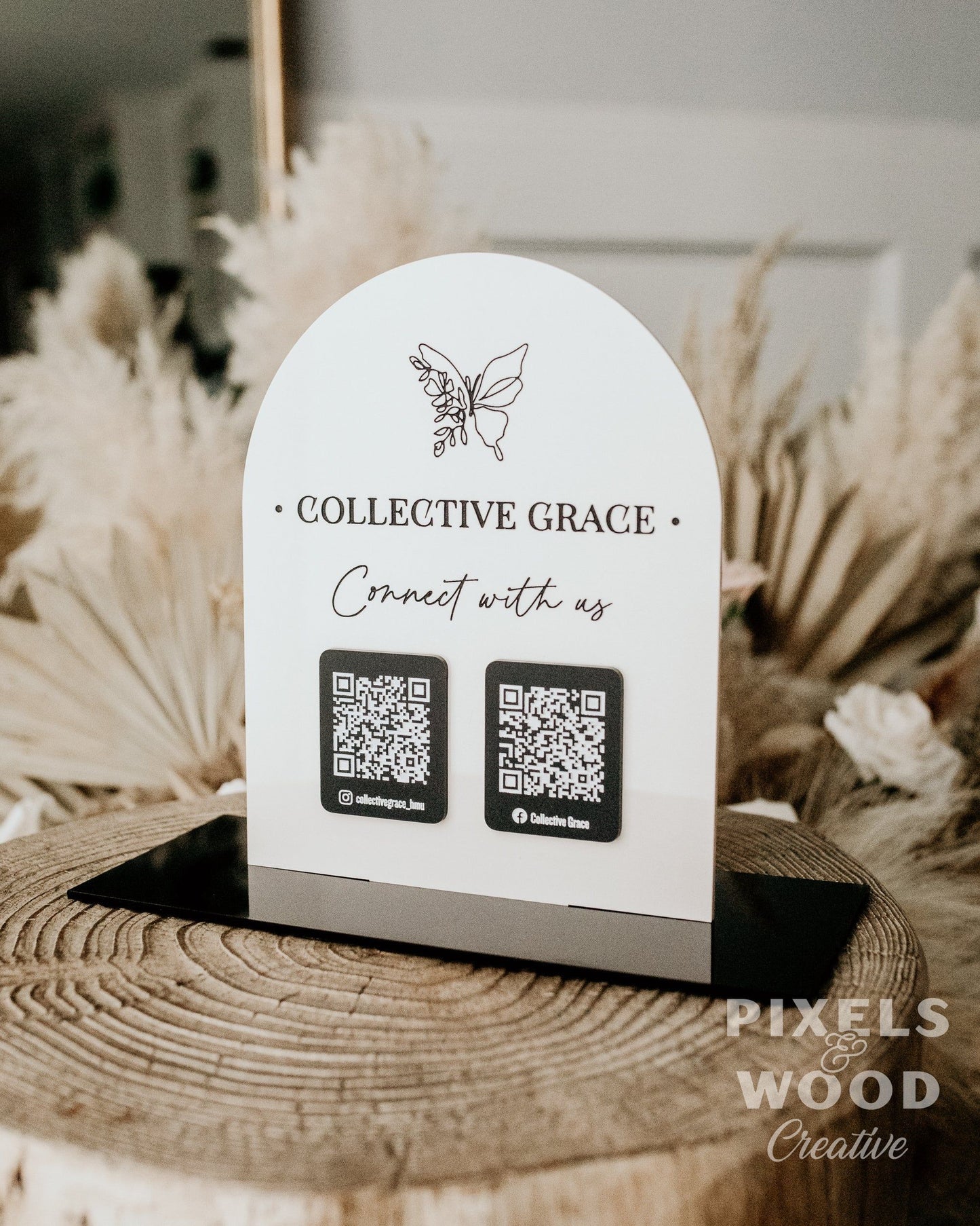 QR Code Business Social Media Sign - Acrylic Arch