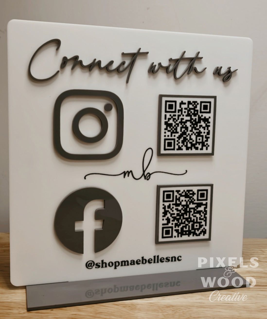 QR Code Business Social Media Sign - Acrylic Arch