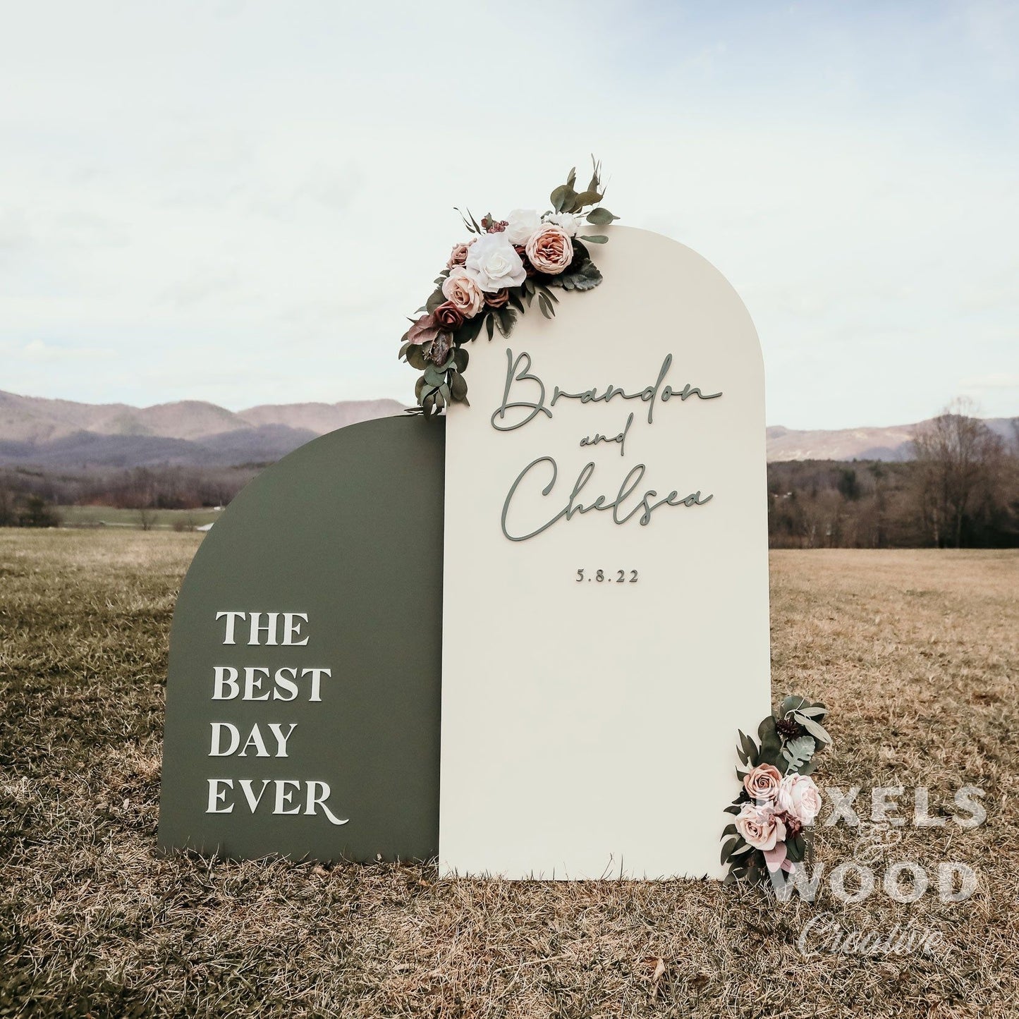 3D Large Wood Arch Set Wedding and Event Signage