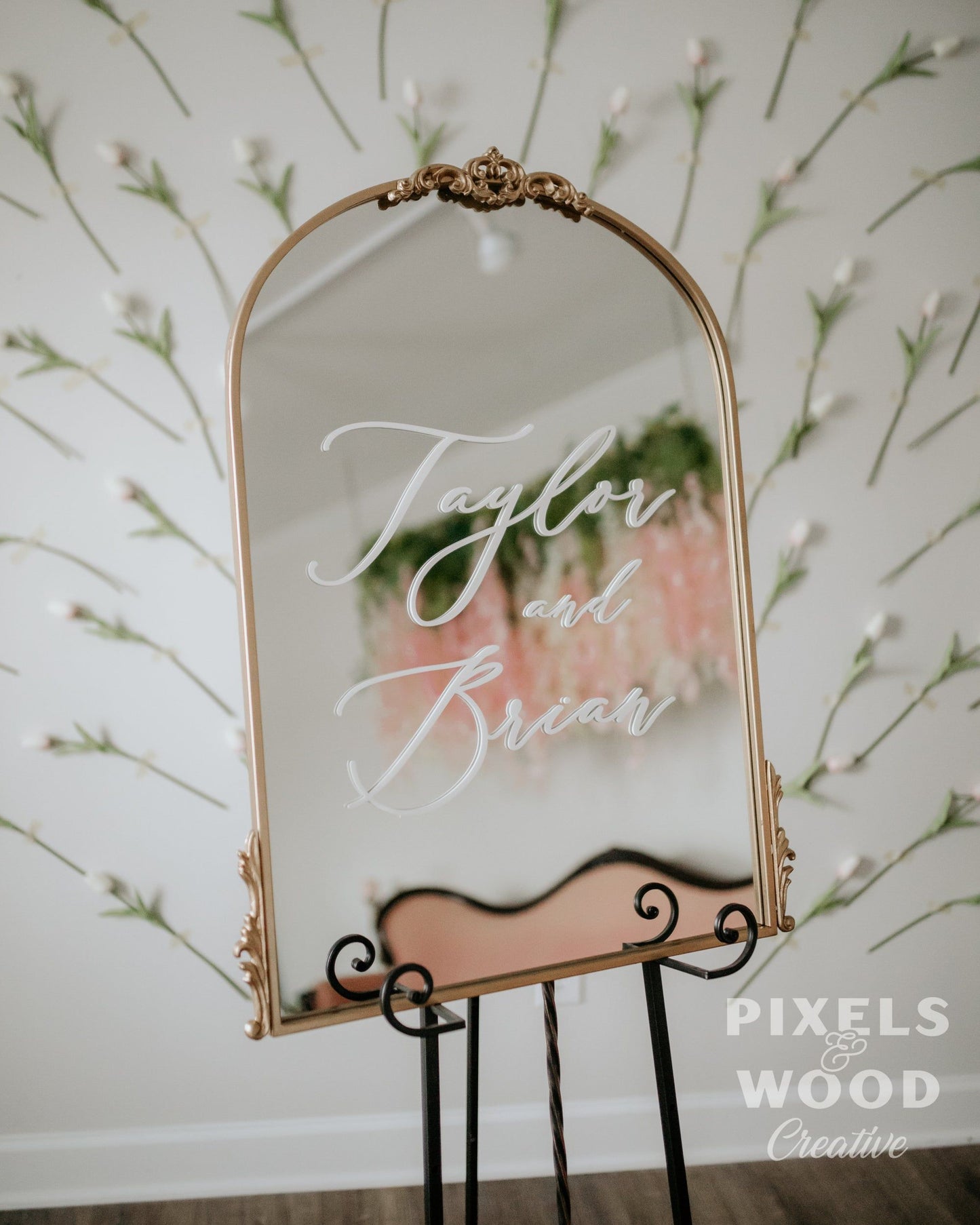 Gold or Black Arch Mirror- Custom 3D Lettering