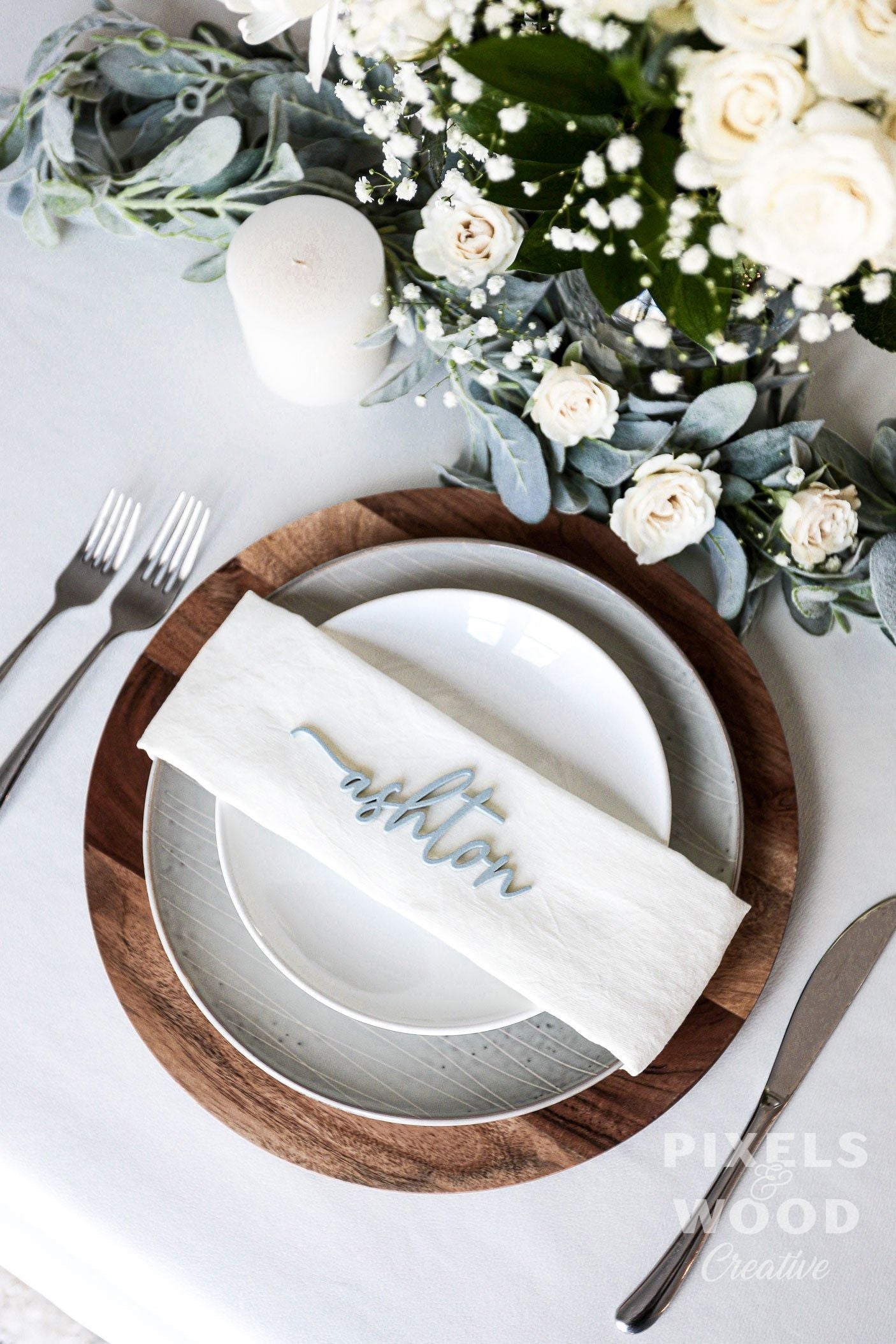 Laser Cut Wood or Acrylic Place Setting Names