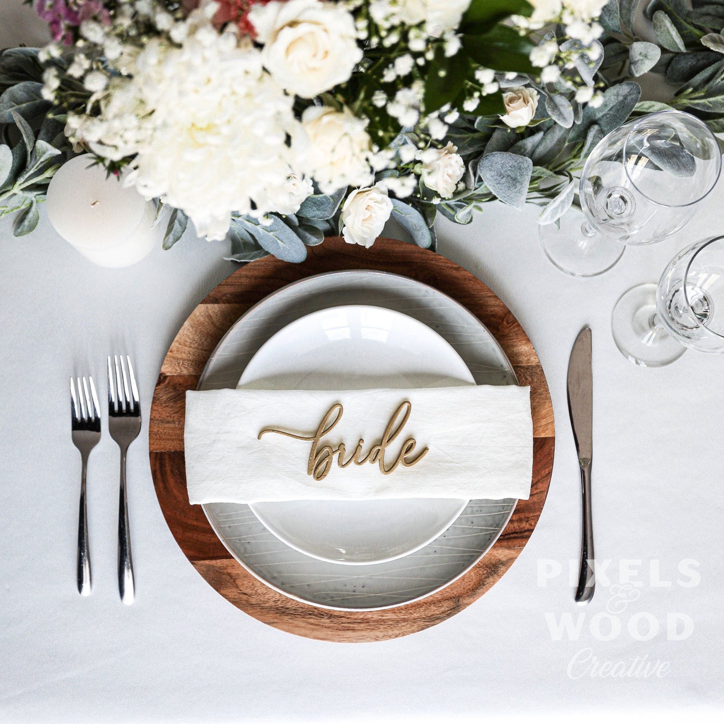 Laser Cut Wood or Acrylic Place Setting Names