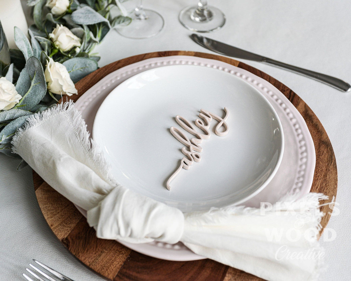 Laser Cut Wood or Acrylic Place Setting Names
