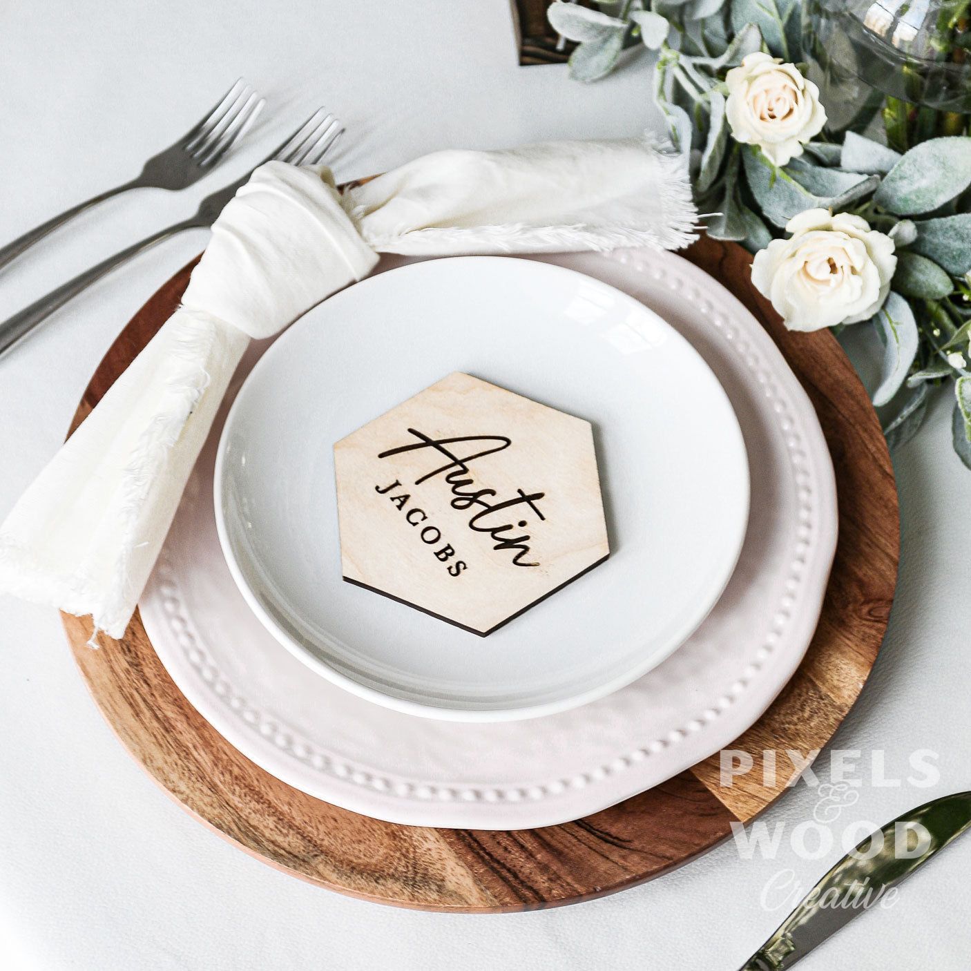 Laser Engraved Wood Place Settings