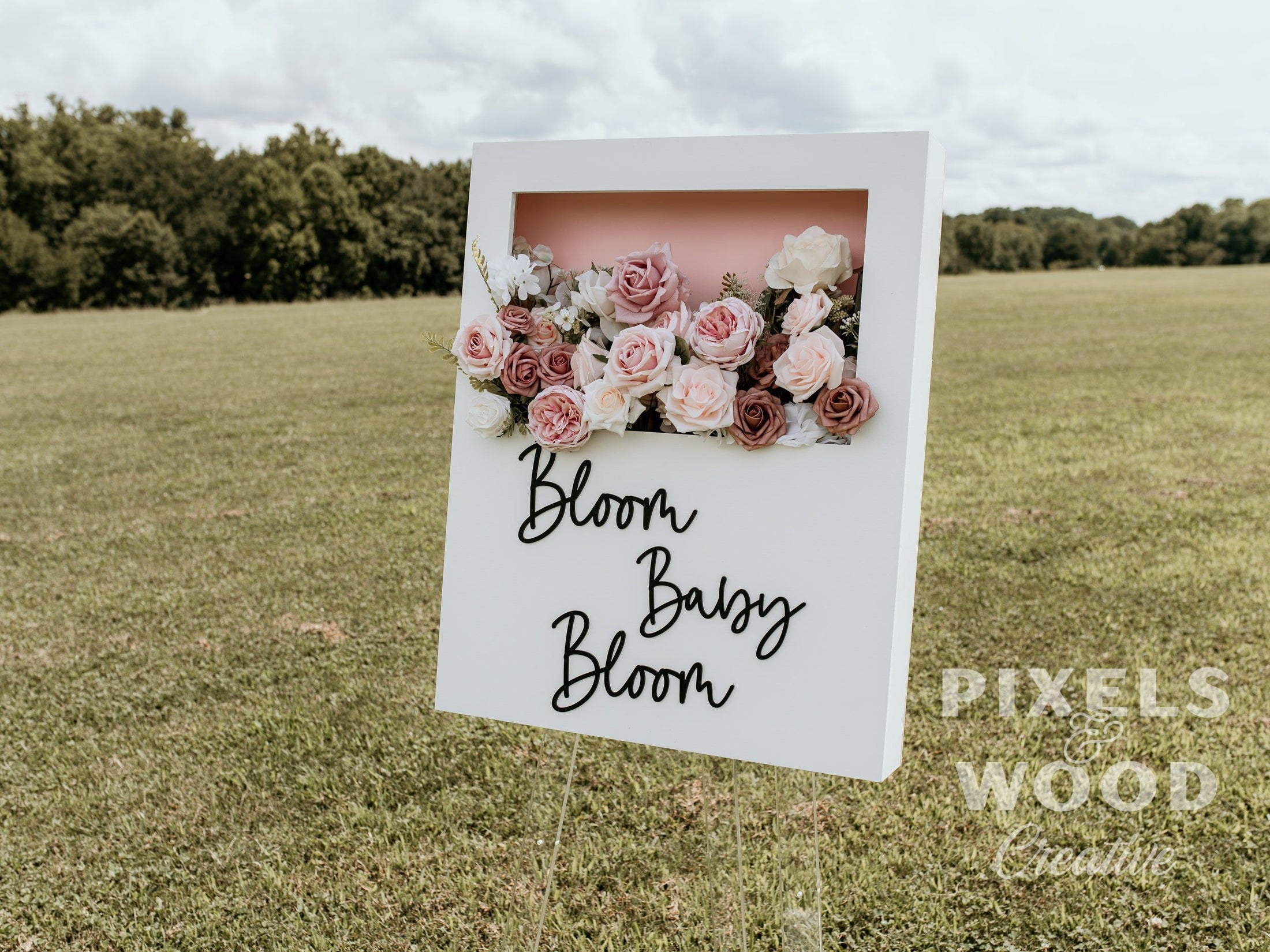 Polaroid Style Flower Box Welcome Sign – Pixels and Wood