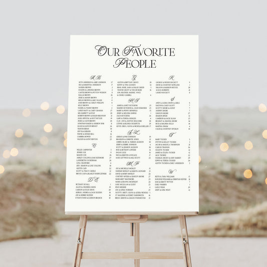 Seating Chart UV Printed on Foam Board