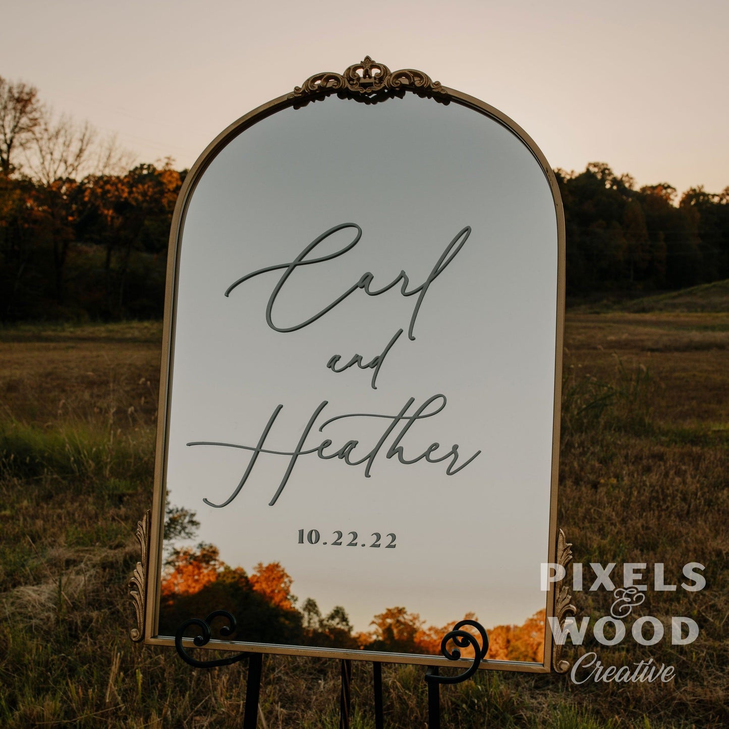 Gold or Black Arch Mirror- Custom 3D Lettering