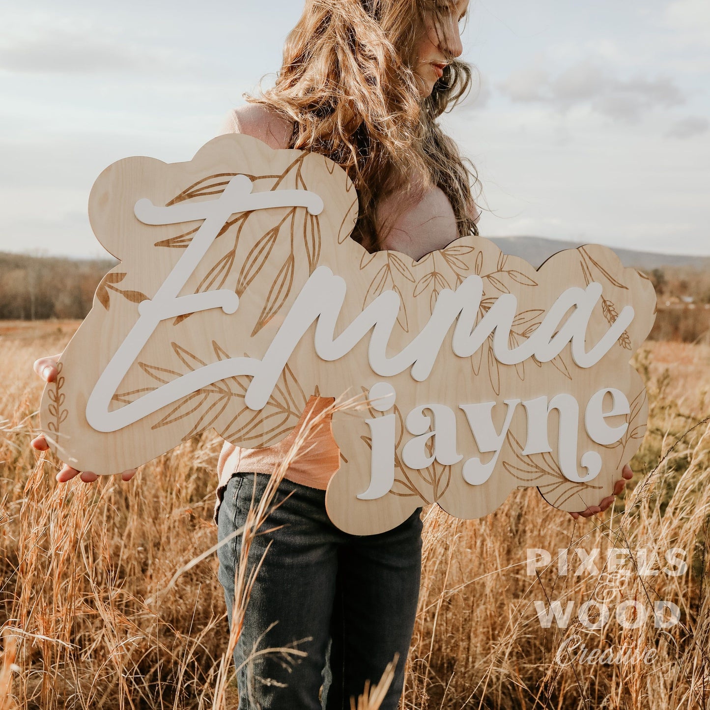 Large Layered Name Sign - Pattern