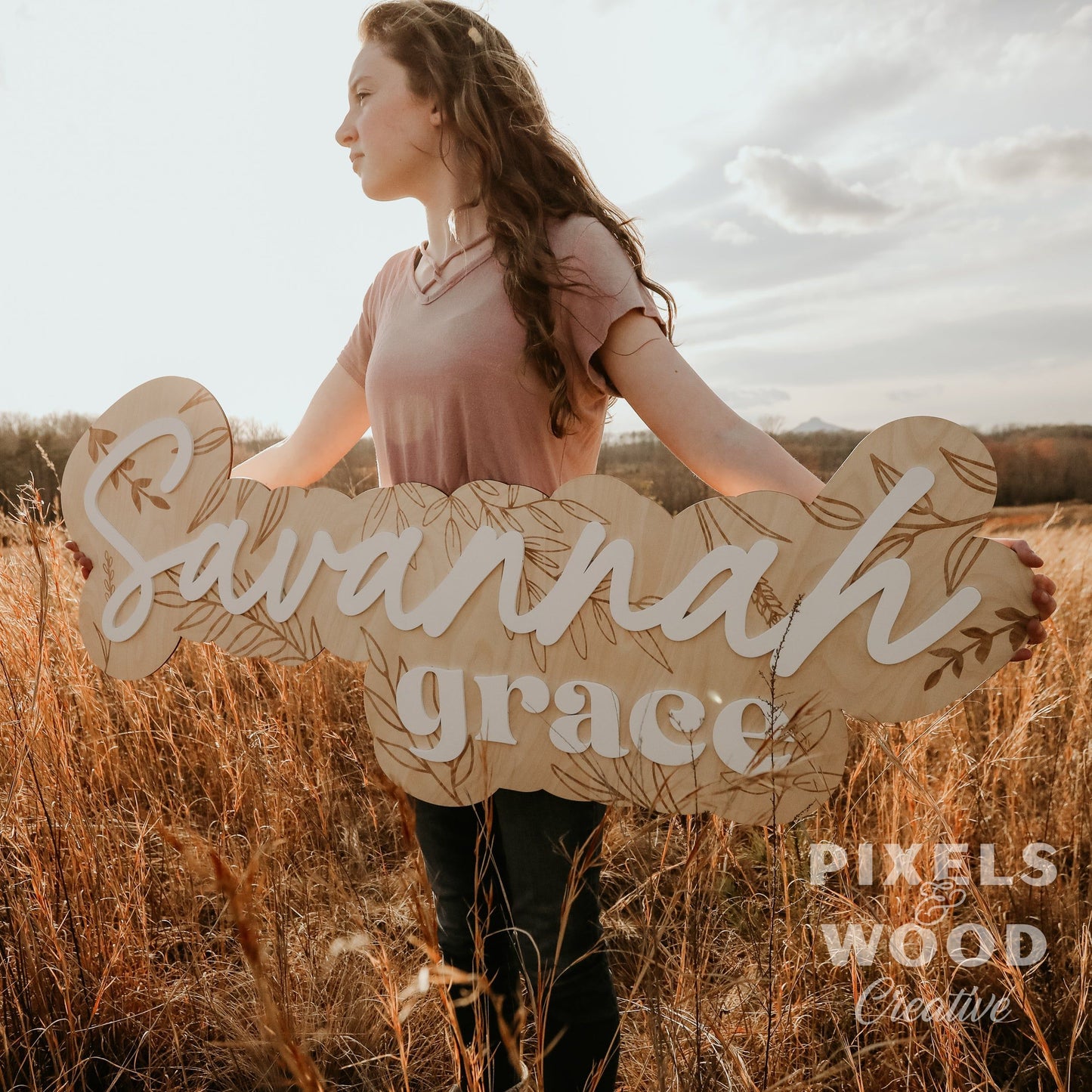 Large Layered Name Sign - Pattern